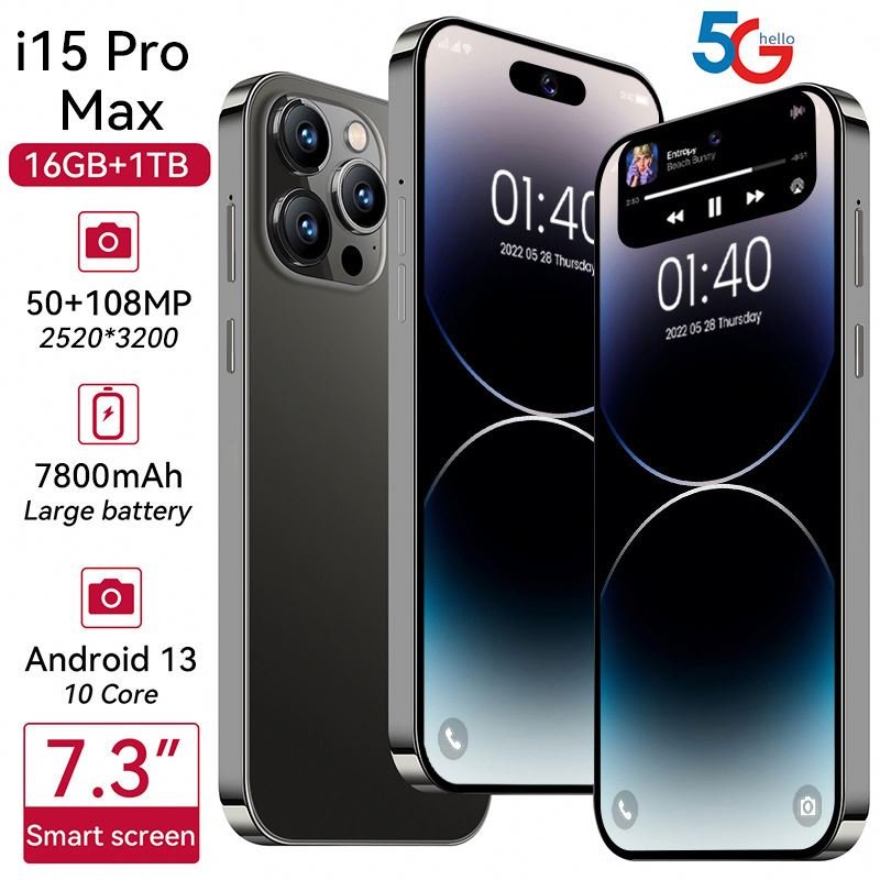 Dual Sim Card I 15 phone I15 secondary screen Pro Max 5g phones mobile android